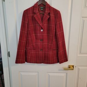 Eddie Bauer Women's Red Plaid Blazer Size M